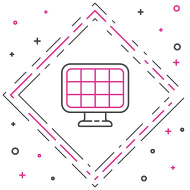 Beyaz arka planda izole edilmiş çizgi güneş enerjisi simgesi. Renkli taslak konsepti. Vektör İllüstrasyonu.