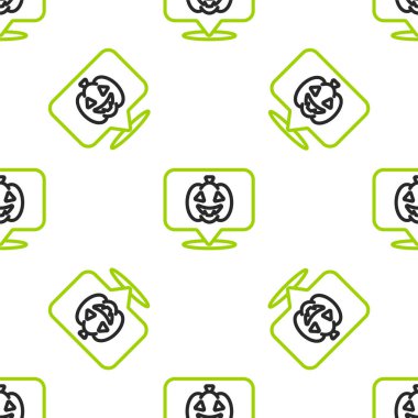 Çizgi Kabağı simgesi beyaz arkaplanda izole edilmiş kusursuz desen. Mutlu Cadılar Bayramı Partisi. Vektör.