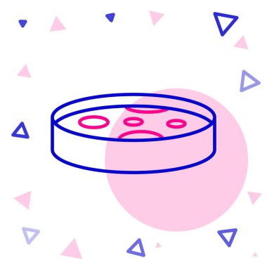 Beyaz arka planda izole edilmiş bakteri simgesi olan Petri hattı. Renkli taslak konsepti. Vektör.