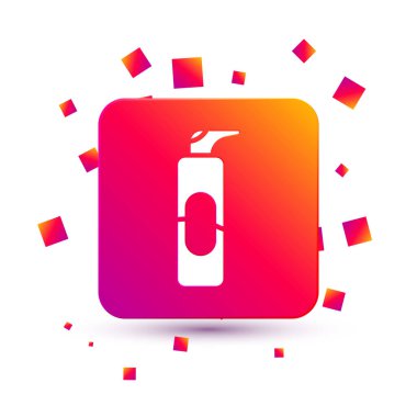 Saç spreyi için beyaz sprey kutusu, deodorant, beyaz arka planda izole edilmiş terleme önleyici ikon. Kare renk düğmesi. Vektör İllüstrasyonu.