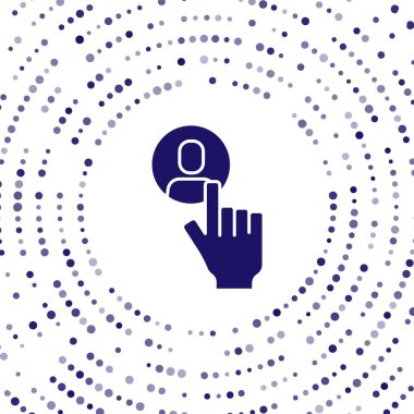 Mavi kafa avlama ikonu beyaz arka planda izole edildi. İş hedefi ya da İstihdam tabelası. İş için insan kaynakları ve adam toplama. Soyut çember rastgele noktalar. Vektör.