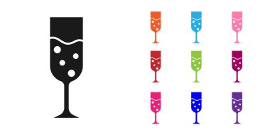 Beyaz arka planda izole edilmiş siyah şampanya ikonu. Simgeleri renklendirin. Vektör.