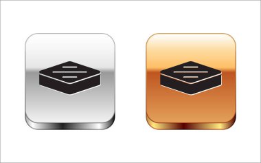 Beyaz arka planda izole edilmiş Isometric Biftek Et ikonu. Kırmızı, mavi ve yeşil kare düğme. Vektör.