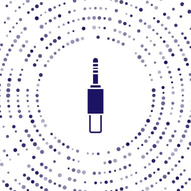 Mavi Ses Jack simgesi beyaz arkaplanda izole edildi. Bağlantı ses ekipmanları için ses kablosu. Fiş kablosu. Müzik aleti. Soyut çember rastgele noktalar. Vektör.