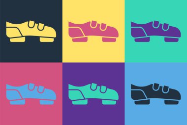 Pop Art Triatlon bisiklet ayakkabıları ikonu renk arka planında izole edilmiş. Spor ayakkabılar, bisiklet ayakkabıları. Vektör.