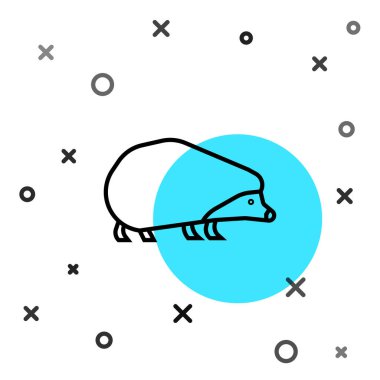 Siyah çizgili Kirpi simgesi beyaz arkaplanda izole edilmiş. Hayvan sembolü. Rastgele dinamik şekiller. Vektör.