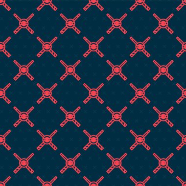 Kırmızı çizgi bilardo ıstakalarını ve top ikonunu geçti. Siyah arkaplanda izole edilmiş kusursuz desen. Vektör.