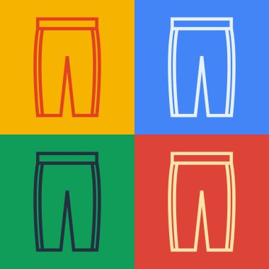 Pop sanat çizgisi golf pantolonu simgesi renk arkaplanda izole edildi. Spor malzemeleri. Spor üniforması. Vektör.