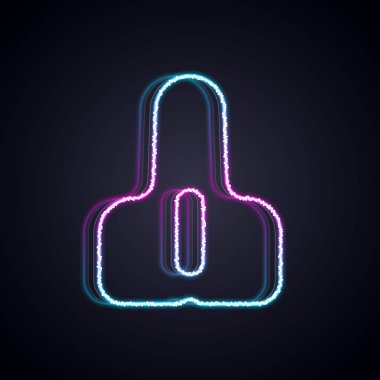 Parlayan neon hattı bisiklet koltuğu simgesi siyah arkaplanda izole edildi. Bisiklet eyeri. Vektör.