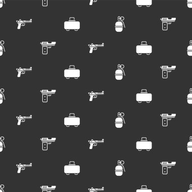 El bombası, tabanca ya da silah, Çöl Kartalı ve Silah çantasını kusursuz desenlere ayarlayın. Vektör.