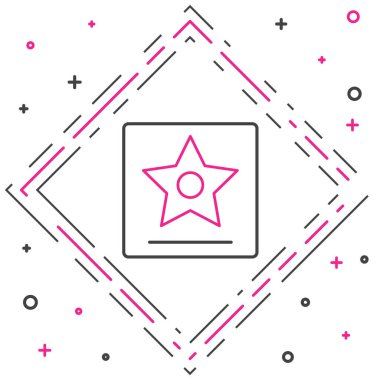 Ünlü Bulvarı ikonu 'ndaki Hollywood Şöhret Yürüyüşü beyaz arka planda izole edilmiş. Ünlü kaldırım, bulvar aktörü. Renkli taslak konsepti. Vektör İllüstrasyonu.