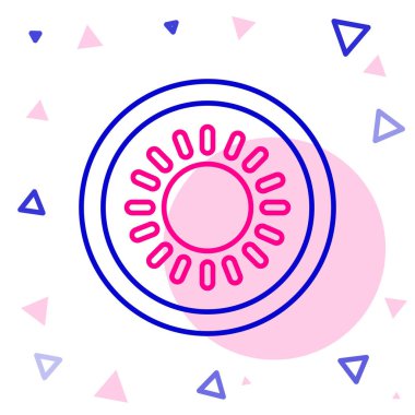 Çizgi Sun simgesi beyaz arkaplanda izole edildi. Yaz sembolü. Güneşli bir gün. Renkli taslak konsepti. Vektör.