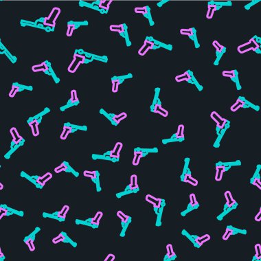 Çizgi Mauser silah simgesi siyah arkaplanda izole edilmiş. Mauser C96 yarı otomatik bir tabanca. Vektör.