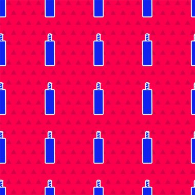 Mavi Dinamit Bomba İmha ikonu kırmızı arka planda izole edilmiş kusursuz desen. Saatli bomba - patlama tehlikesi kavramı. Vektör.