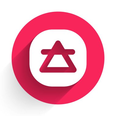 Simya simgesinin beyaz hava elementi uzun gölgeli izole edilmiş. Temel mistik elementler. Kırmızı daire düğmesi. Vektör.