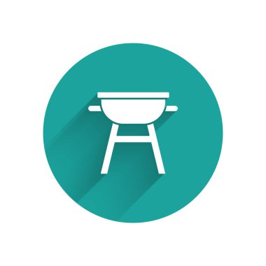 Kağıt kesiği ızgara ikonu mavi arka planda izole edilmiş. Barbekü ızgara partisi. Kağıt sanatı tarzı. Vektör.