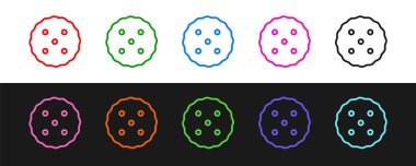 Çizgi çerez ya da bisküvi, siyah beyaz arka planda izole edilmiş çikolata ikonu. Vektör.