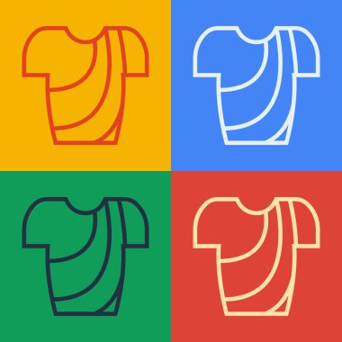 Pop Art Line Bisiklet Tişörtü simgesi renk arkaplanında izole edildi. Bisiklet forması. Bisiklet giysisi. Vektör.