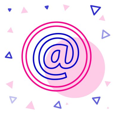 Satır Posta ve e- posta simgesi beyaz arkaplanda izole edildi. Zarf sembolü e-postası. E- posta kodu. Renkli taslak konsepti. Vektör İllüstrasyonu.