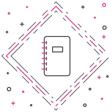 Satır Defteri simgesi beyaz arkaplanda izole edildi. Spiral not defteri simgesi. Okul defteri. Yazı tahtası. Okul günlüğü. Renkli taslak konsepti. Vektör İllüstrasyonu.