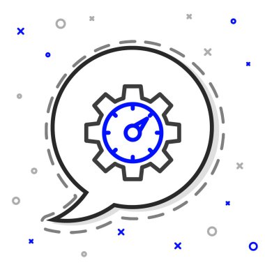 Line Web analitik bilgi ve geliştirme web sitesi istatistik simgesi beyaz arkaplanda izole edildi. Analiz, yönetim, pazarlama, araştırma. Renkli taslak konsepti. Vektör.