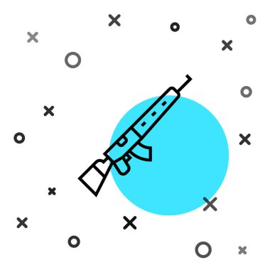 Beyaz arka planda izole edilmiş dürbünlü siyah çizgili keskin nişancı tüfeği. Rastgele dinamik şekiller. Vektör.