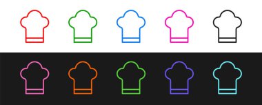 Şef şapkası simgesi siyah beyaz arkaplanda izole edildi. Aşçılık sembolü. Aşçı şapkası. Vektör.