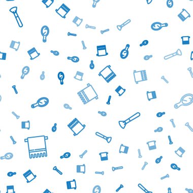 Çizgi havluyu askıya, makyaj fırçasına ve el aynasını pürüzsüz desene ayarla. Vektör.