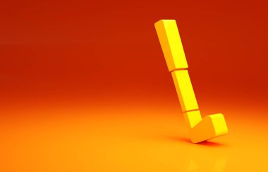 Sarı Golf Kulübü simgesi turuncu arka planda izole edildi. Minimalizm kavramı. 3d illüstrasyon 3B canlandırma.