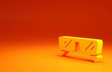 Sarı Gözlük simgesi turuncu arkaplanda izole edilmiş. Gözlük çerçevesi sembolü. Minimalizm kavramı. 3d illüstrasyon 3B canlandırma.