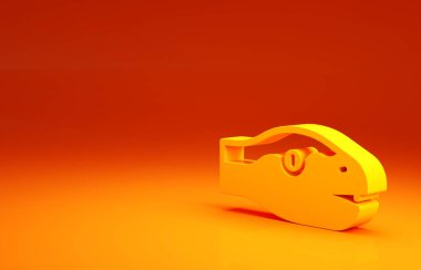 Sarı Yılan simgesi turuncu arka planda izole edildi. Minimalizm kavramı. 3d illüstrasyon 3B canlandırma.