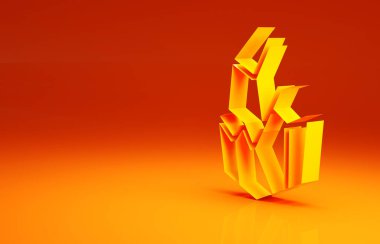 Sarı Sihirli Taş simgesi turuncu arkaplanda izole edildi. Fantezi kristali. Maç için mücevher. Minimalizm kavramı. 3d illüstrasyon 3B canlandırma.