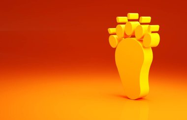 Sarı Ayı patisi ayak izi ikonu turuncu arka planda izole edildi. Minimalizm kavramı. 3d illüstrasyon 3B canlandırma.