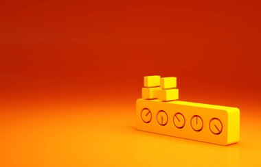 Sarı Ses Karıştırıcı simgesi turuncu arkaplanda izole edildi. DJ ekipman kaydırma düğmeleri. Konsol karıştırılıyor. Minimalizm kavramı. 3d illüstrasyon 3B canlandırma.