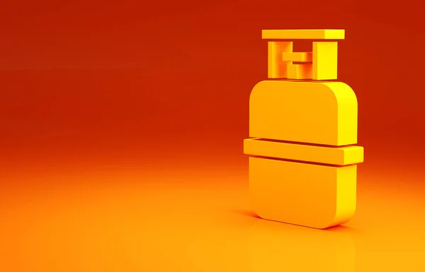 Yellow Propane gas tank icon isolated on orange background. Flammable gas tank icon. Minimalism concept. 3d illustration 3D render.