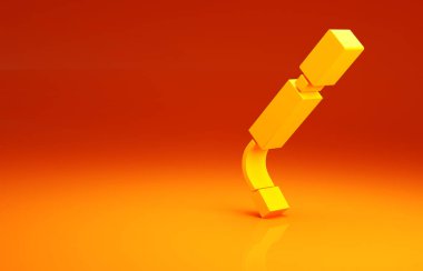 Sarı bisiklet hava pompası ikonu turuncu arka planda izole edildi. Minimalizm kavramı. 3d illüstrasyon 3B canlandırma.