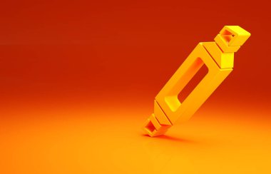 Sarı İşaretli kalem simgesi turuncu arkaplanda izole edildi. Minimalizm kavramı. 3d illüstrasyon 3B canlandırma.