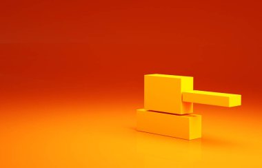 Sarı sprey başlık simgesini turuncu arka planda izole edebilir. Minimalizm kavramı. 3d illüstrasyon 3B canlandırma.