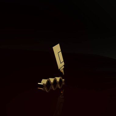 Kahverengi arka planda izole edilmiş altın sos şişesi ikonu. Ketçap, hardal ve fast food için soslu mayonez şişeleri. Minimalizm kavramı. 3d illüstrasyon 3B canlandırma.