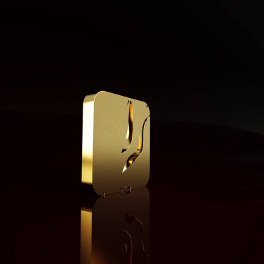 Kahverengi arka planda izole edilmiş Altın Yılan pençesi ayak izi ikonu. Minimalizm kavramı. 3d illüstrasyon 3B canlandırma.