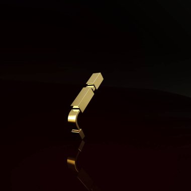 Altın bisiklet hava pompası ikonu kahverengi arka planda izole edildi. Minimalizm kavramı. 3d illüstrasyon 3B canlandırma.