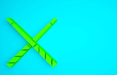 Yeşil Çapraz bilardo işaretleri ikonu mavi arkaplanda izole edildi. Minimalizm kavramı. 3d illüstrasyon 3B canlandırma.