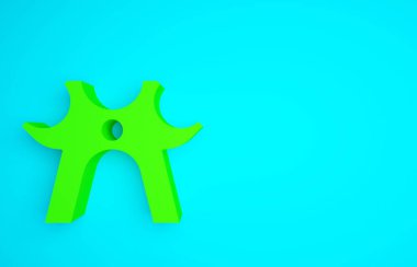 Yeşil bilardo dinlenme ikonu mavi arkaplanda izole edildi. Bilardo sopası, briç sopası. Minimalizm kavramı. 3d illüstrasyon 3B canlandırma.