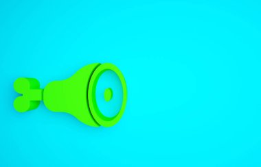 Mavi arka planda yeşil tavuk bacak ikonu izole edildi. Tavuk budu. Minimalizm kavramı. 3d illüstrasyon 3B canlandırma.