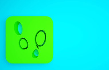 Yeşil insan ayak izi ayakkabı ikonu mavi arkaplanda izole edilmiş. Ayakkabı tabanı. Minimalizm kavramı. 3d illüstrasyon 3B canlandırma.