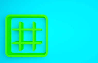 Mavi arkaplanda yeşil waffle simgesi izole edildi. Minimalizm kavramı. 3d illüstrasyon 3B canlandırma.