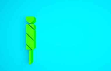 Yeşil Şeker simgesi mavi arkaplanda izole edildi. Minimalizm kavramı. 3d illüstrasyon 3B canlandırma.
