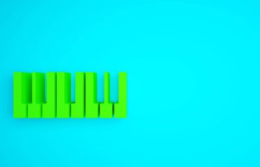 Yeşil Müzik Sentezleyici simgesi mavi arkaplanda izole edildi. Elektronik piyano. Minimalizm kavramı. 3d illüstrasyon 3B canlandırma.