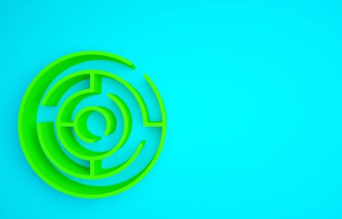 Yeşil Minotaur labirenti ya da labirent ikonu mavi arka planda izole edilmiş. Antik Yunan mitolojisi. Minimalizm kavramı. 3d illüstrasyon 3B canlandırma.