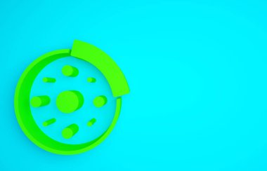 Mavi arkaplanda yeşil bisiklet fren diski simgesi izole edildi. Minimalizm kavramı. 3d illüstrasyon 3B canlandırma.